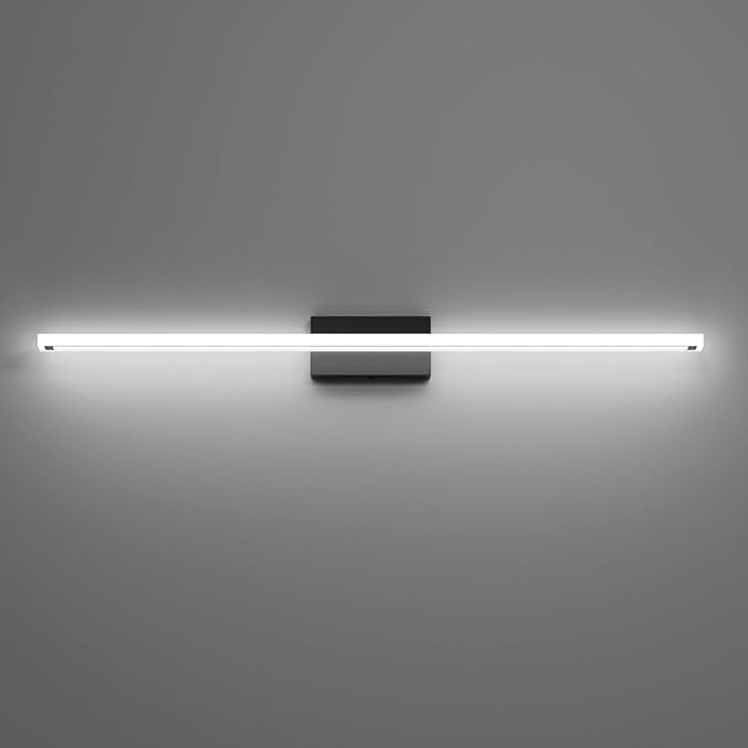 48inch Black LED Bathroom Vanity Light Bar 40W Modern Bath Light Fixture Over Mirror Vanity Light Cool White 6000K