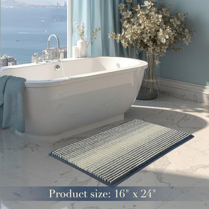 BSICPRO Bathroom Rugs, 17x24 Chenille Bath Mats, Haze Blue