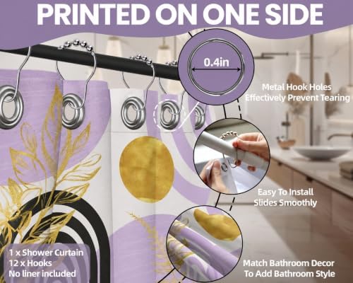 Light Purple Shower Curtain, 72x72 in, Mid Century Modern Girls