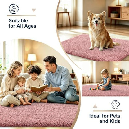 OLANLY Microfiber Bathroom Runner Rugs 59x20, Soft Bath Mat, Deep Rose
