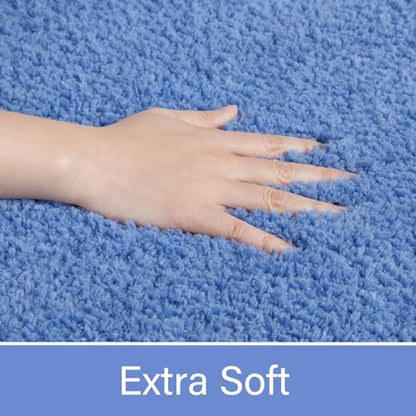 LOCHAS Bathroom Rug Runner 24x70 Inch, Bath Rugs Non Slip, Blue