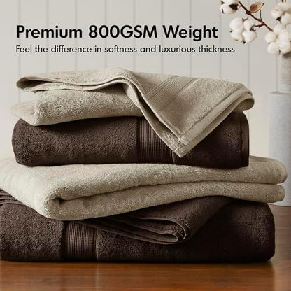 Madison Park 800GSM 100% Cotton Bathroom Bath Towel Set of 8, Brown