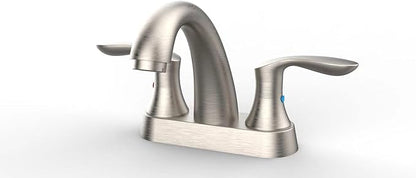 Bathroom Faucet, 4 Inch Bathroom Faucets for Sink 3 Hole, Centerset Bathroom Sink Faucet with Pop Up Drain and cUPC Lead-Free Hose(Brushed Nickel)