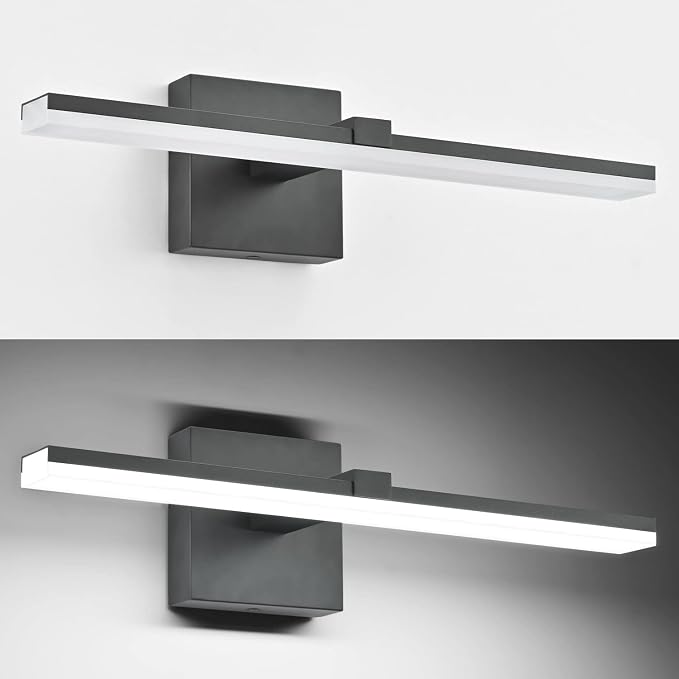 Black Bathroom Vanity Lights - 18 inch Modern LED Bathroom Light Fixtures Dimmable Vanity Light Acrylic Bath Room Lighting Fixture Over Mirror