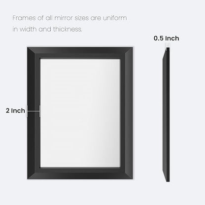Black Bathroom Mirror, 55x32 Inch | Thick Metal Framed, HD Reflection, Anti-Rust, Hang Horizontally/Vertically, Suitable for Vanity, Bedroom, Bathroom, Entryway