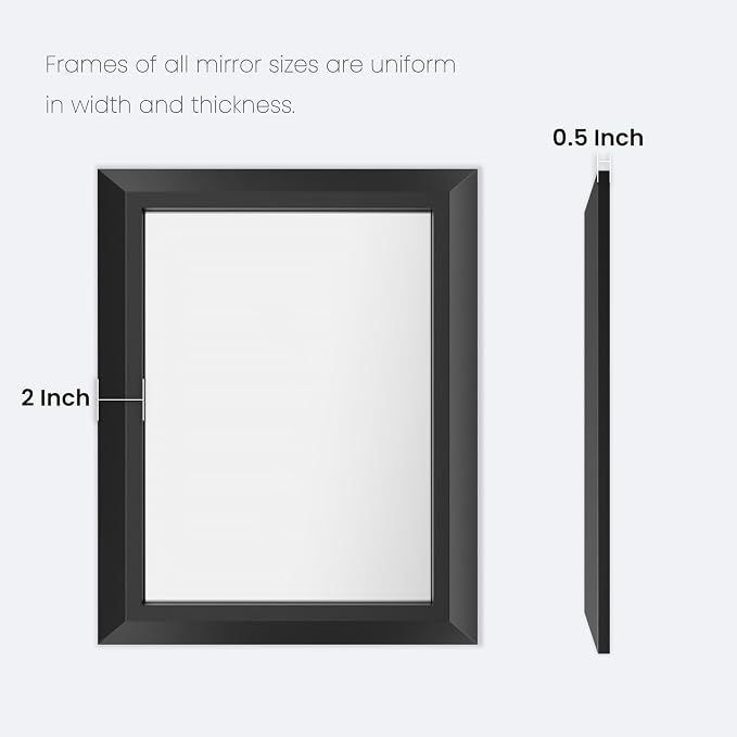 Black Bathroom Mirror, 72x36 Inch | Thick Metal Framed, HD Reflection, Anti-Rust, Hang Horizontally/Vertically, Suitable for Vanity, Bedroom, Bathroom, Entryway