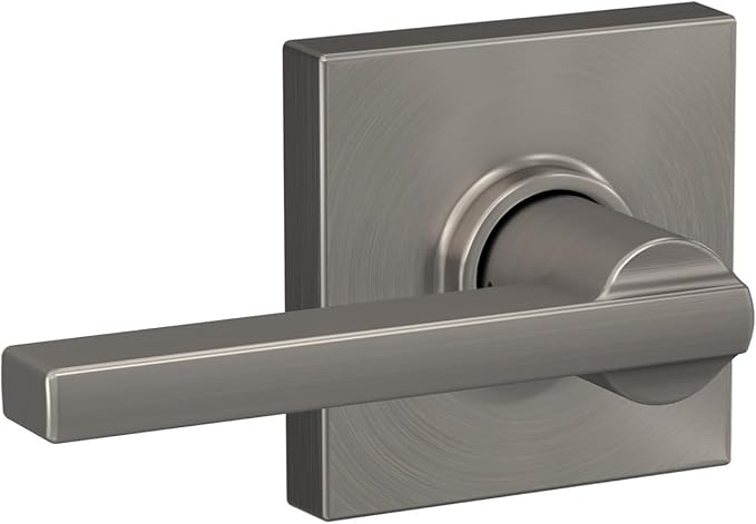 Schlage F10 LAT 619 COL Latitude Door Lever with Collins Trim, Hall & Closet Passage Lock, Satin Nickel