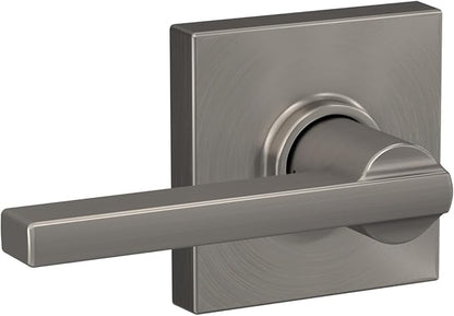 Schlage F10 LAT 619 COL Latitude Door Lever with Collins Trim, Hall & Closet Passage Lock, Satin Nickel
