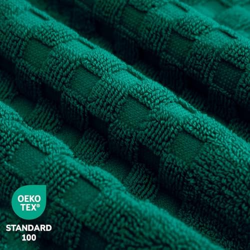 Feather & Stitch 100% Cotton 625 GSM Bath Towel Set of 6, Ultra Soft Highly Absorbent 2 Bath Towels, 2 Hand Towels & 2 Washcloth - Luxury Quick Dry Shower Towels (Hunter Green)