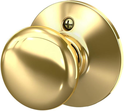 Schlage F170 PLY 605 Plymouth Door Knob, One Sided Non-Turning Dummy Door Handle, Bright Brass