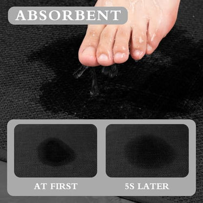 YIHOUSE Bathroom Rugs Thin Bath Mat Sets 4 Pieces Quick Dry,Black