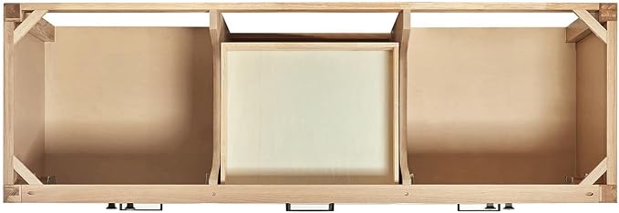 Beckford 66-Inch Oak Double Bathroom Vanity with Sink, Italian Carrara Marble Countertop 1.5" Edge & Backsplash, Soft Closing Doors & Drawers, Matte Black Hardware
