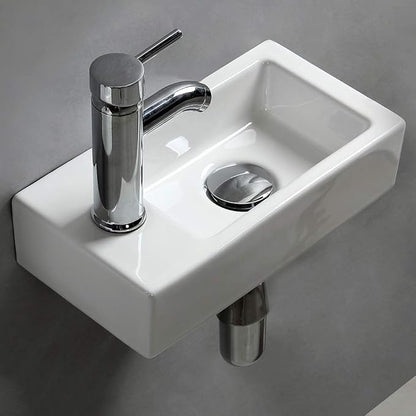 Wall Hung Basin Sink Small Cloakroom Basin Rectangle Ceramic Wash Basin Right Hand (Left Hand)