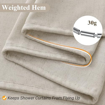 Naturoom Linen Shower Curtain 54x78 Inch for Bathroom Light Tan 1 Panel
