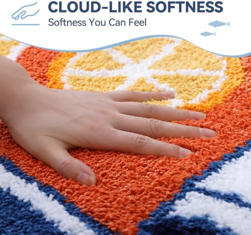 TRUEDAYS Sardine Bath Mat, Cute Bath Rugs for Bathroom 24x40 Inch, Blue