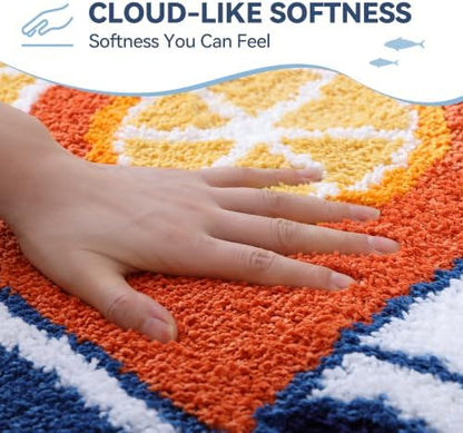 TRUEDAYS Sardine Bath Mat, Cute Bath Rugs for Bathroom 24x40 Inch, Blue