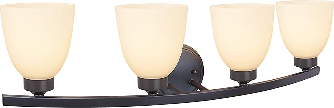 Aspen Creative 62205-2, Four-Light Metal Bathroom Vanity Wall Light Fixture, 28-3/4" Wide, Transitional Design in Oil Rubbed Bronze, 4