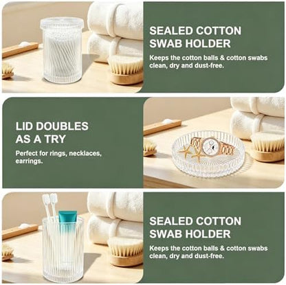 Clear Glass Bathroom Accessories Set,Soap Dispenser,Toothbrush Holder,Tray