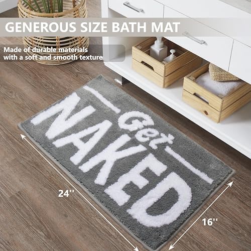 KOEXM Get Naked Bath Mat Cute Bathroom Rugs 16" x 24" Funny Bath Mat