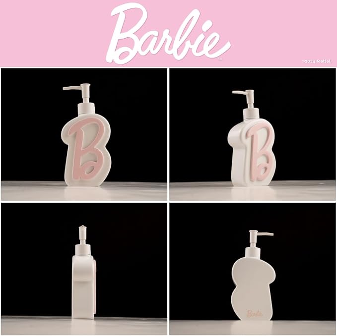 Collectibles Barbie Light Pink B Monogram Soap/Lotion/Hand Sanitizer Resin Pump Dispenser, 11.69 Ounces, (Officially Licensed Product) By Franco