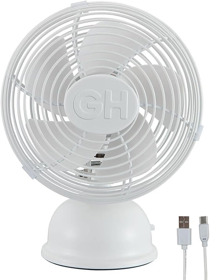 Good Housekeeping 5" All-Metal (92522) USB Desktop Laptop Nightstand Fan with Oscillation (Matte White)