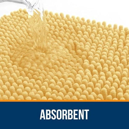 OLANLY Chenille Bathroom Rugs Mats Sets 2 Piece, 47"x20"+24"x20", Yellow