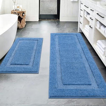 SHACOS Soft Microfiber Bathroom Rugs Set of 2 Pieces, Blue