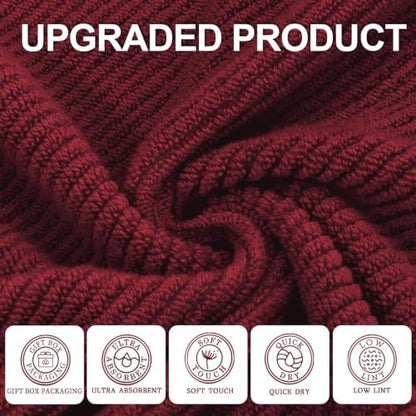 VOOVA & MOVAS Hand Towels 4PC, 100% Cotton, 18x28 in, Burgundy Red