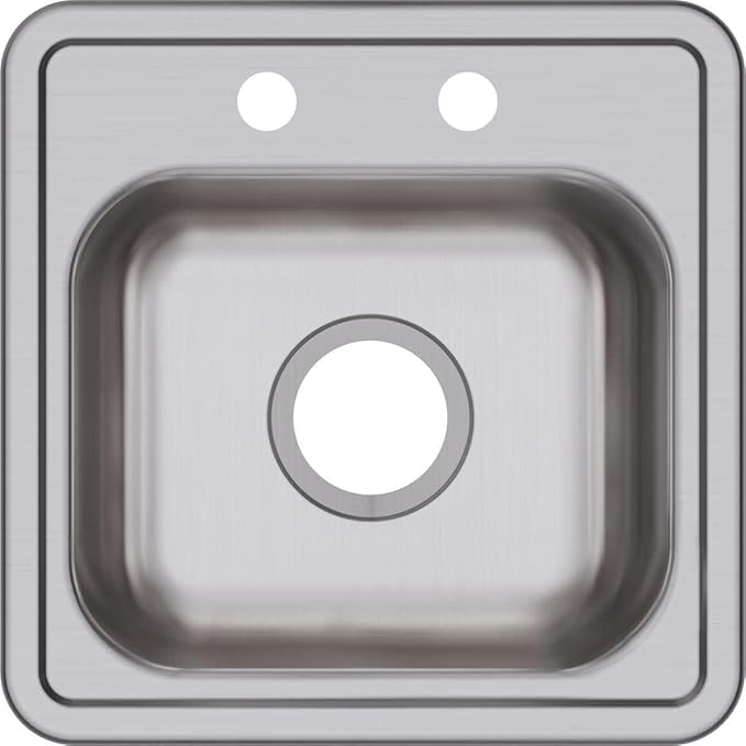 Dayton D115161 Single Bowl Drop-in Stainless Steel Bar Sink, 15 x 15 with 3.5" Drain Hole