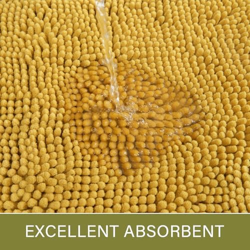 LOCHAS Luxury Bathroom Rug Shaggy Bath Mat 24 x 70 Inch, Yellow