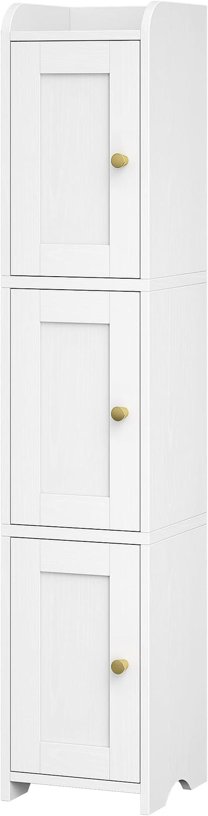 Slim Bathroom Storage Cabinet, Narrow Cabinet with 3 Doors, Small Bathroom Organizers and Storage, Laundry Room Organization for Small Space, Kitchen, Living Room, White 022313X