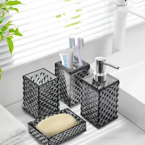 4 PCS Bathroom Accessory Set, Grey Bathroom Accessories Set