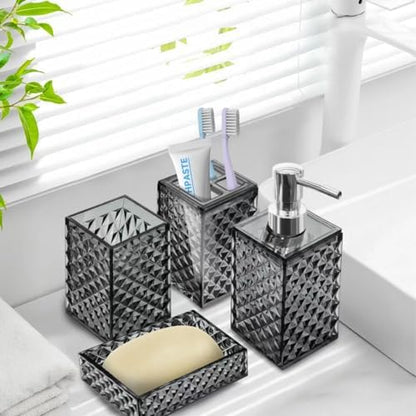 4 PCS Bathroom Accessory Set, Grey Bathroom Accessories Set