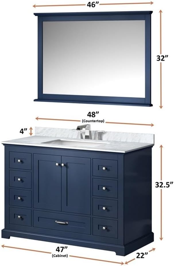 Dukes 48 in. W x 22 in. D Navy Blue Single Bath Vanity