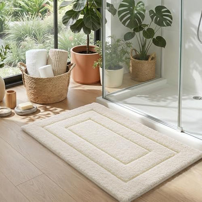 DEXI Bathroom Rugs 36x24, Non-Slip and Absorbent Bath Mat, Cream
