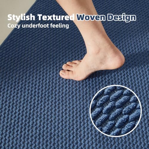 TYUU Large Bathroom Rugs Non Slip Washable Bath Rugs Super Absorbent Bathroom Rug Thin Quick Dry Low Pile Bath Mats, Navy Blue 36" x 60"