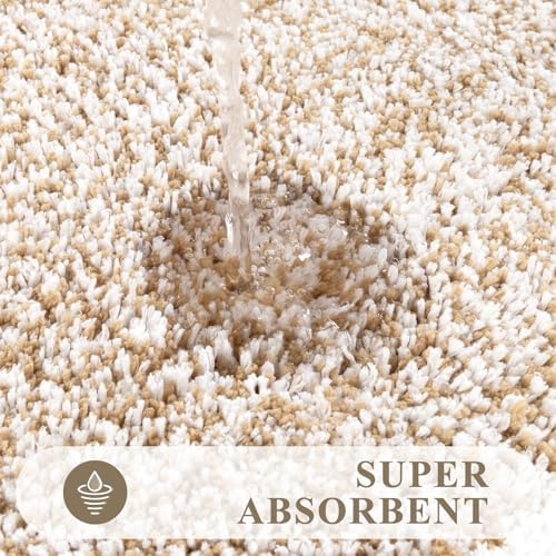 Pauwer Bathroom Rug Sets 3 Piece, Non Slip Washable Bath Mat, Khaki