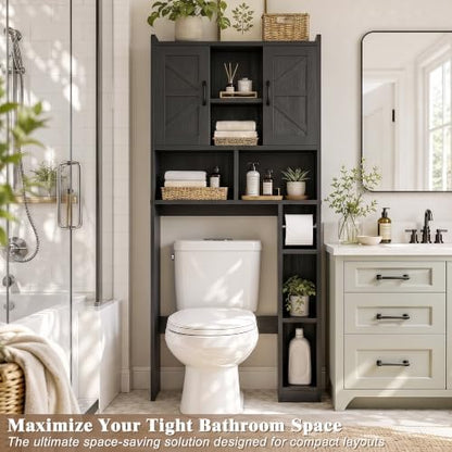 Farmhouse Over The Toilet Storage Cabinet with Barn Door, Reversible Side