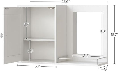 YATINEY Medicine Wall Cabinet with Mirror, Bathroom Mirror with Storage, Medicine Cabinet Mirror, Wall Mounted Home Storage, Adjustable Shelf, for Laundry Room, Bedroom, Camper, Hallway, White