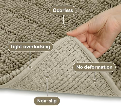 Bcoimo Bath Rug Mat,36x24 Chenille High Absorbent Latte Bathrom Floor Mats