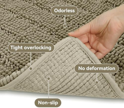 Bcoimo Bath Rug Mat,36x24 Chenille High Absorbent Latte Bathrom Floor Mats