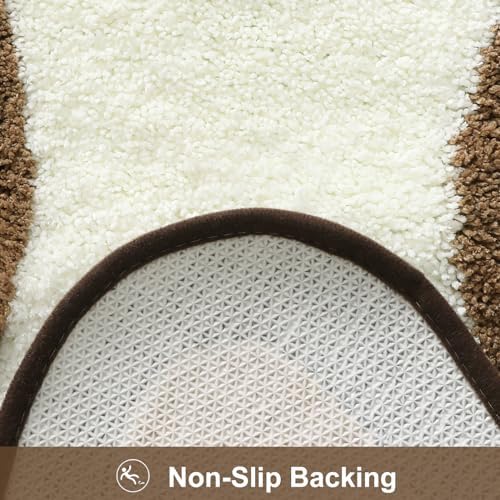 HAOCOO Brown Long Bathroom Rug Runner, Microfiber Absorbent Boho Bath Mats for Bathroom Non-Slip, Washable Soft Plush Shower Mats for Sink Shower Tub