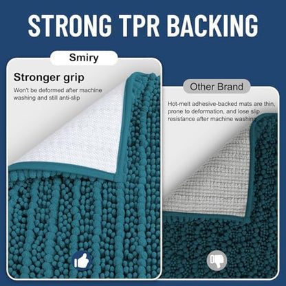 Smiry Bathroom Rugs 47X24, Extra Soft Rubber Backing Chenille Bath Mats