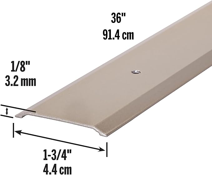 M-D Building Products 49010 1-3/4 in. x 1/8 in. x 36 in. Satin Nickel Aluminum Flat Profile Threshold for Interior Doorways