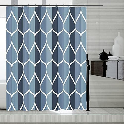 LLSCL Blue Grid Fabric Shower Curtain Liner with Magnets, Waterproof Hotel Quality, 72 x 72 Machine Washable