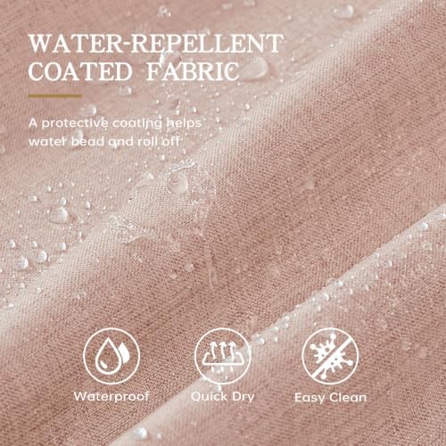 Furlinic Pink Shower Curtain No Hook Scalloped Fabric Waterproof Cute 48x75