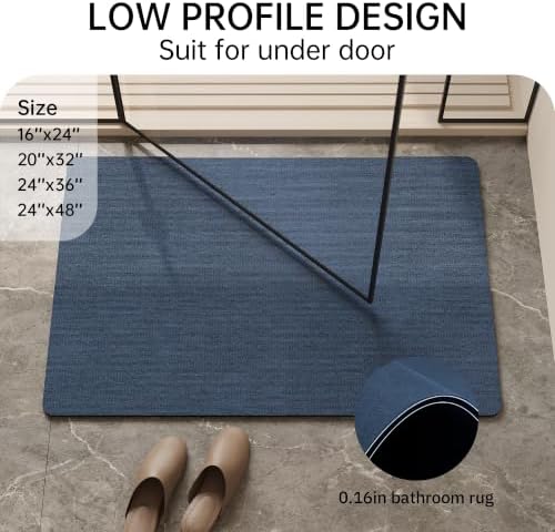Mecko Bath Mat Ultra Thin Navy Blue, 24"x36"