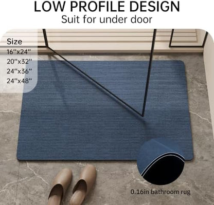 Mecko Bath Mat Ultra Thin Navy Blue, 24"x36"
