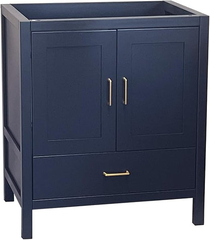24" Blue Bathroom Vanity Base Only – Freestanding Solid Wood Sink Cabinet with Bottom Drawer, Shaker Style Storage, No Top or Sink, 36" W x 21" D x 34.5" H