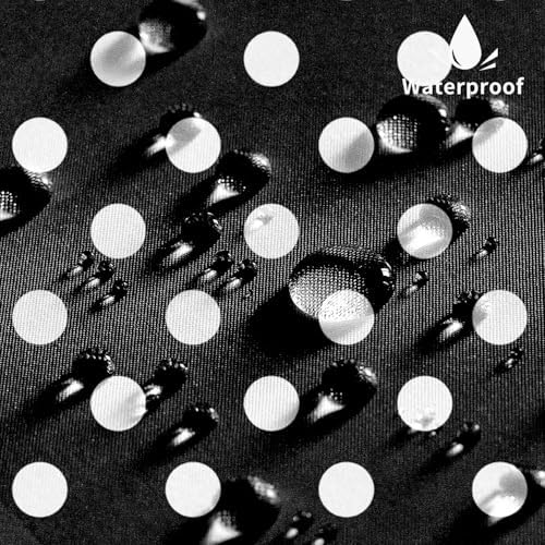 Polka Dots Shower Curtain, Black White Waterproof Fabric Shower Curtain for Bathroom with Modern Abstract Geometric Circle Bath Curtain Decor with Hooks, Machine Washable, 65''Wx72''L